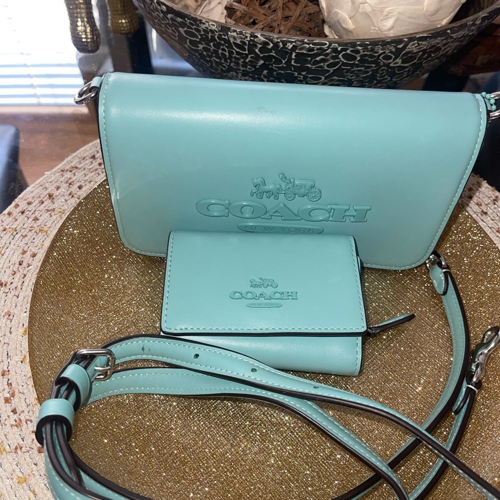 Coach Blue Wallet Bag Set Elegant Design
 Like new ‼️
Used only once ‼️